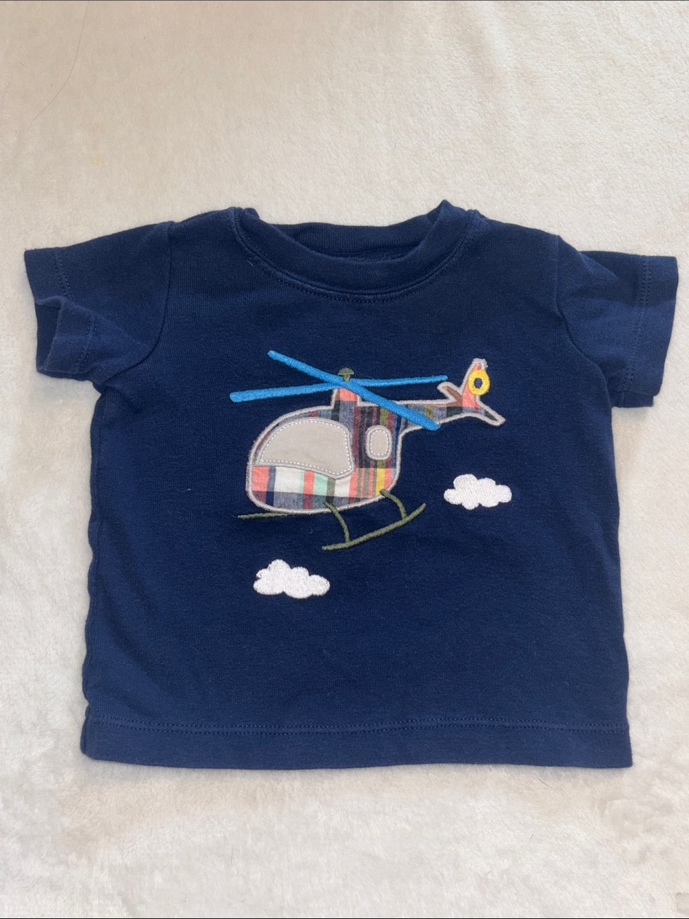 (3 for $10) carters Navy Blue Kids Tee with Colorful Helicopter Applique
